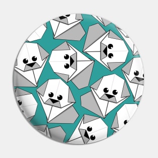 Origami Puppy Teal Pin