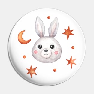 Watercolor starry bunny Pin