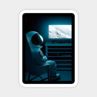 Astronaut watching TV Magnet