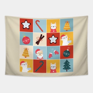 Cute French Bulldog Santa | Christmas Patterns Tapestry