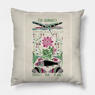 Protect Our Planet Folk Art Pillow