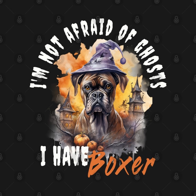 Boxer Dog Ghost Guardian Vintage Halloween Funny by Sniffist Gang