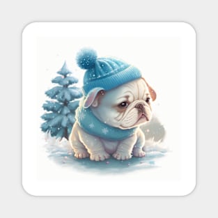 Winter Frenchie baby Magnet