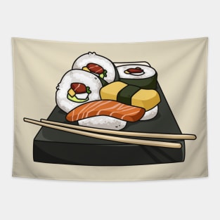 Sushi cartoon illustration Tapestry