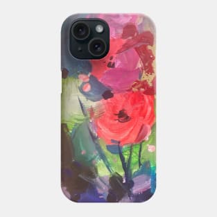 Oil contemporary painting , red flowers Phone Case