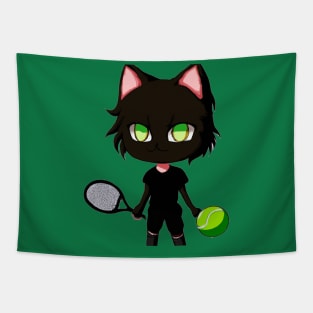 Black Cat Tennis Tapestry