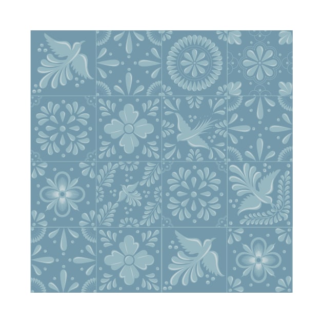 Blue Pastel Talavera Tile Pattern by Akbaly by Akbaly