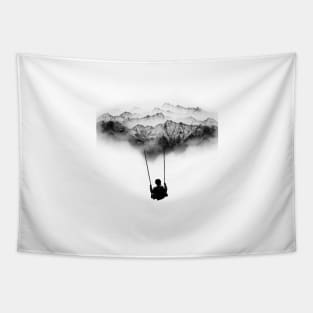 Black and White Mountain Swing Tapestry
