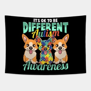 It's OK To Be Different Autism Awareness Puppies Tapestry