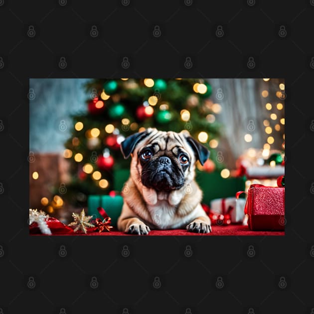 Christmas Pug Dog with Gifts by nicecorgi