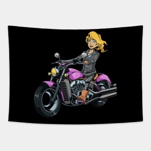 Girl on motorcycle Tapestry