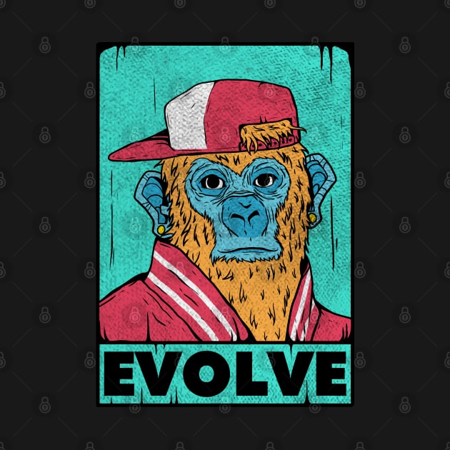 Ape Pop Art Evolve Vintage Retro Art by A Comic Wizard