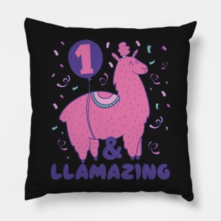 Llamazing 1st Birthday 1 Year Old Llama Girls Kids Gift product Pillow