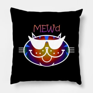 MEW'd - Dark Rainbow, White Outline Pillow