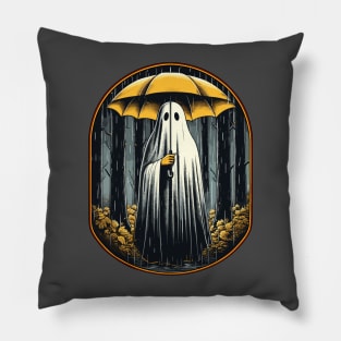 Vintage floral ghost halloween ghost in the forest gothic Pillow