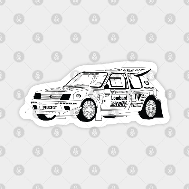 Peugeot 205 Black Outline Magnet by kindacoolbutnotreally