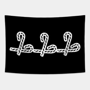 White Line Christmas Candy Canes Tapestry