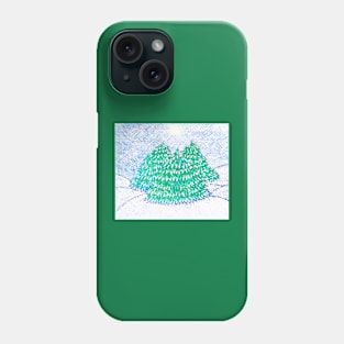 Three Christmas Trees Art Phone Case