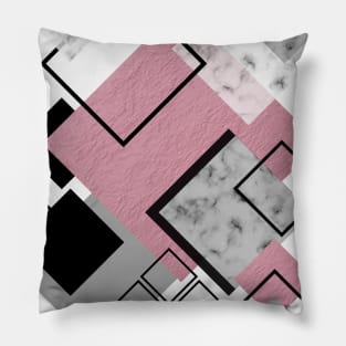 Midcentury Modern Pink, White and Gray Abstract Print Pillow