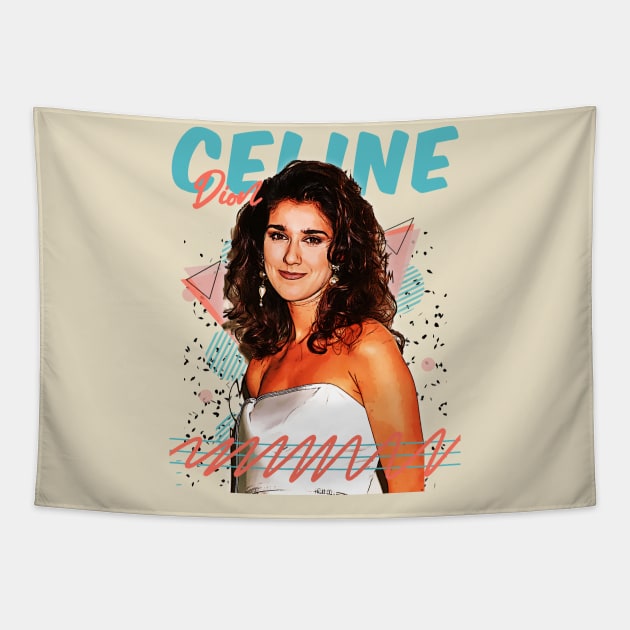 Retro Vintage Celine Dion 80s Fan Art Design Tapestry by Nandin Putri