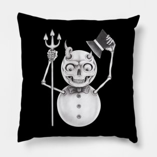 Snowman demon smiley drawing christmas skeleton. Pillow