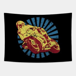 Sportbike Racing Motorcycle in Cool Distressed Retro Colors Tapestry