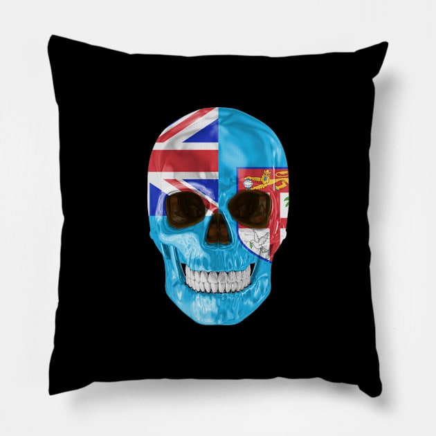 Fiji Flag Skull - Gift for Fijian With Roots From Fiji Pillow by Country Flags