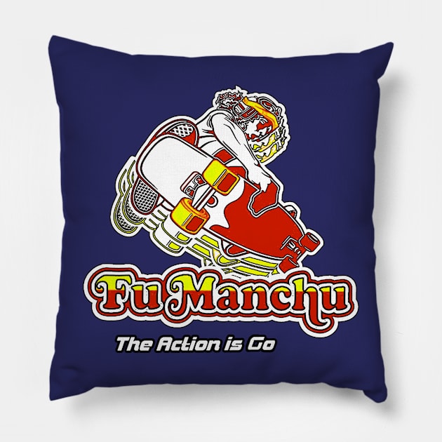 Fu Manchu - The action is go Pillow by CosmicAngerDesign