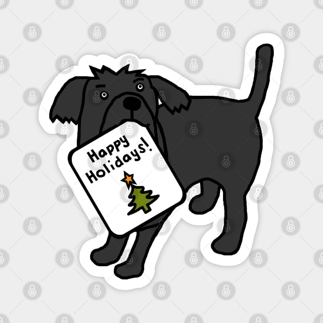 Cute Christmas Dog says Happy Holidays Magnet by ellenhenryart
