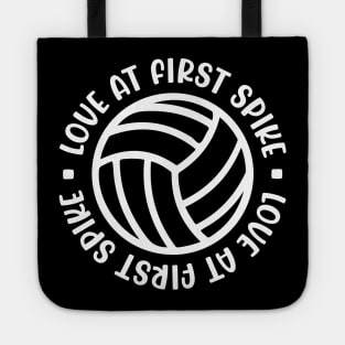 Love At First Spike Volleyball Girls Boys Cute Funny Tote