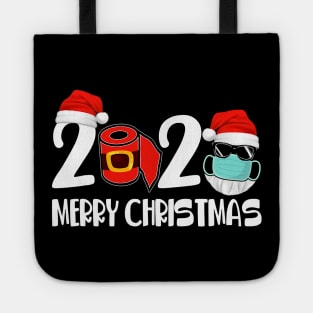 Merry Christmas 2020 Quarantine Christmas Santa Face Mask Tote