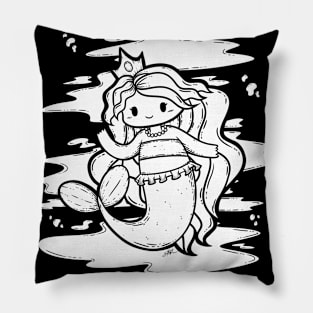 Cute Mermaid Illustration Pillow