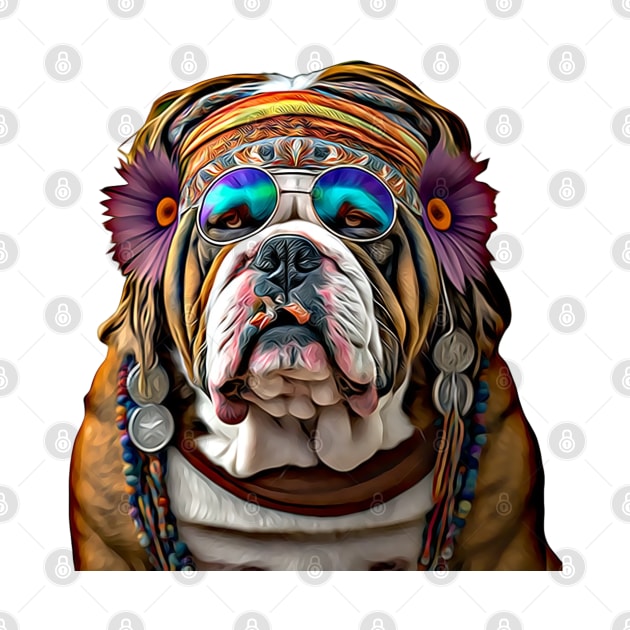 Hippy Hippie British Bulldog by Unboxed Mind of J.A.Y LLC 