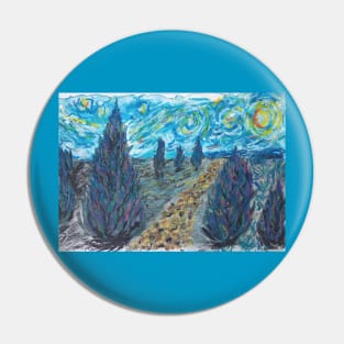 Starry night with Cypress trees Pin