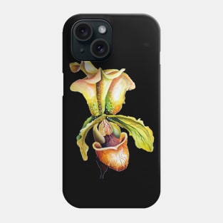 Lady Slipper Orchid Watercolor Paphiopedilum Phone Case