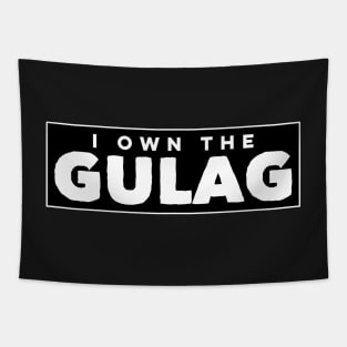 I Own the Gulag Funny Video Games Smoking Skull Tapestry