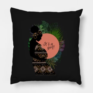 African Woman Baby Girl Announcement | Cherie's Art(c)2021 Pillow