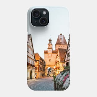 Panoramic View of City Buildings with Flowers Phone Case