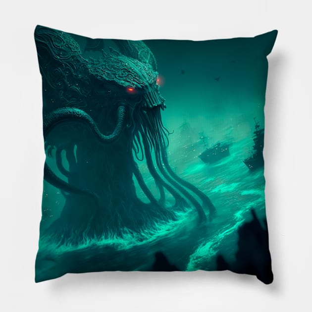 Terror of the Seas Pillow by James Garcia