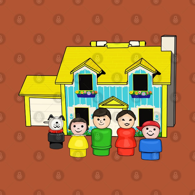 Brunette Family With Yellow House by Slightly Unhinged