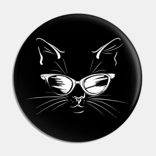 Funny Cat Face With Funky Glasses Pin