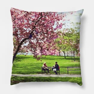 Newark NJ - Lunch and Cherry Blossoms Pillow