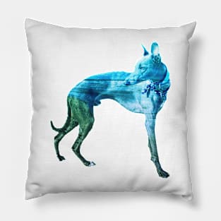 Aqua & Green Waves Whippet Pillow