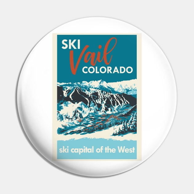 Ski Vail Colorado, vintage poster Pin by ROEDERcraft