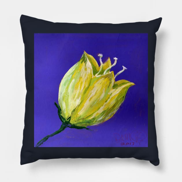 yellow tulip on purple Pillow by DlmtleArt