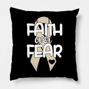 Faith over Fear Pearl Ribbon Lung Cancer Pillow