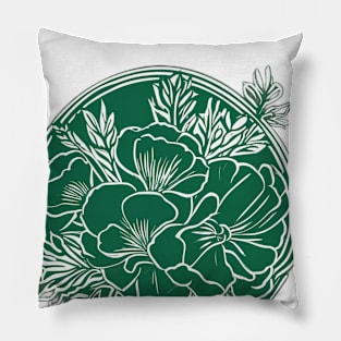 Emerald Bloom - Floral Circle Art No. 931 Pillow