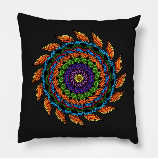 Fire Mandala Pillow by BHDigitalArt