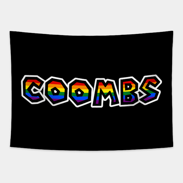 Town of Coombs, BC - LGBTQ Rainbow Pride Flag - Loud and Proud Gay Text - Coombs Tapestry by Bleeding Red Pride