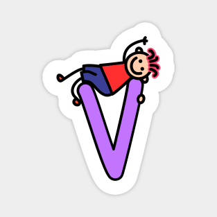 Letter V for Boys alphabet Kids Colorful Cartoon Character Magnet